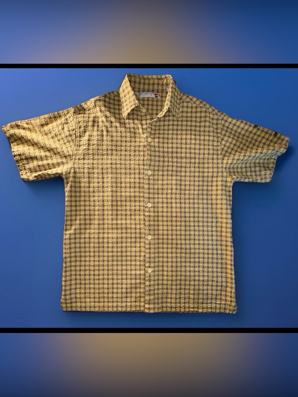 Vintage Pepsi Plaid Seersucker Button Up Graphic Shirt M